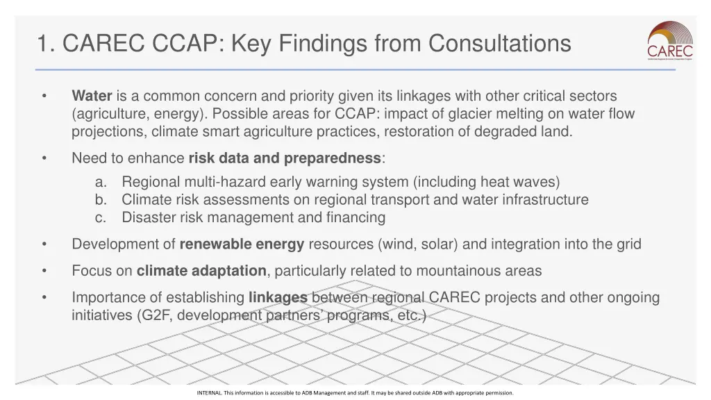 1 carec ccap key findings from consultations