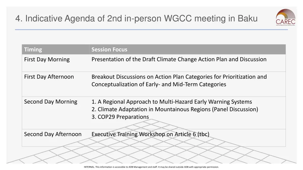 4 indicative agenda of 2nd in person wgcc meeting