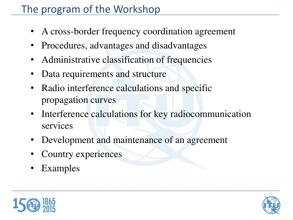 the program of the workshop