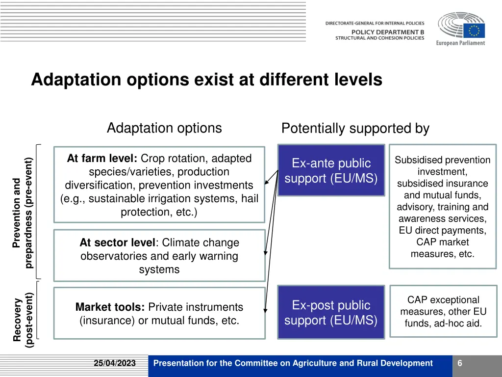 adaptation options exist at different levels