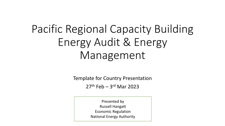 pacific regional capacity building energy audit