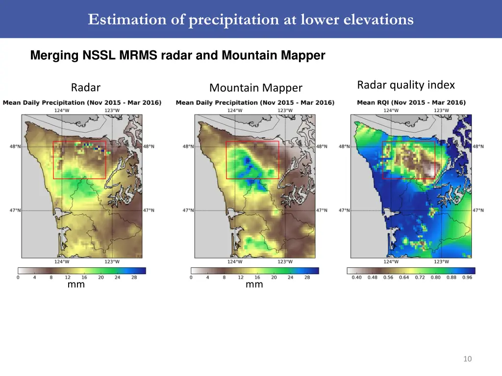 estimation of precipitation at lower elevations