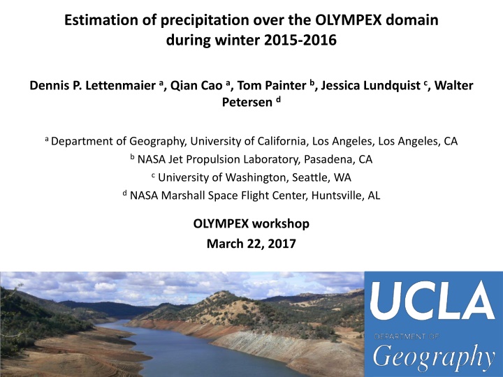 estimation of precipitation over the olympex