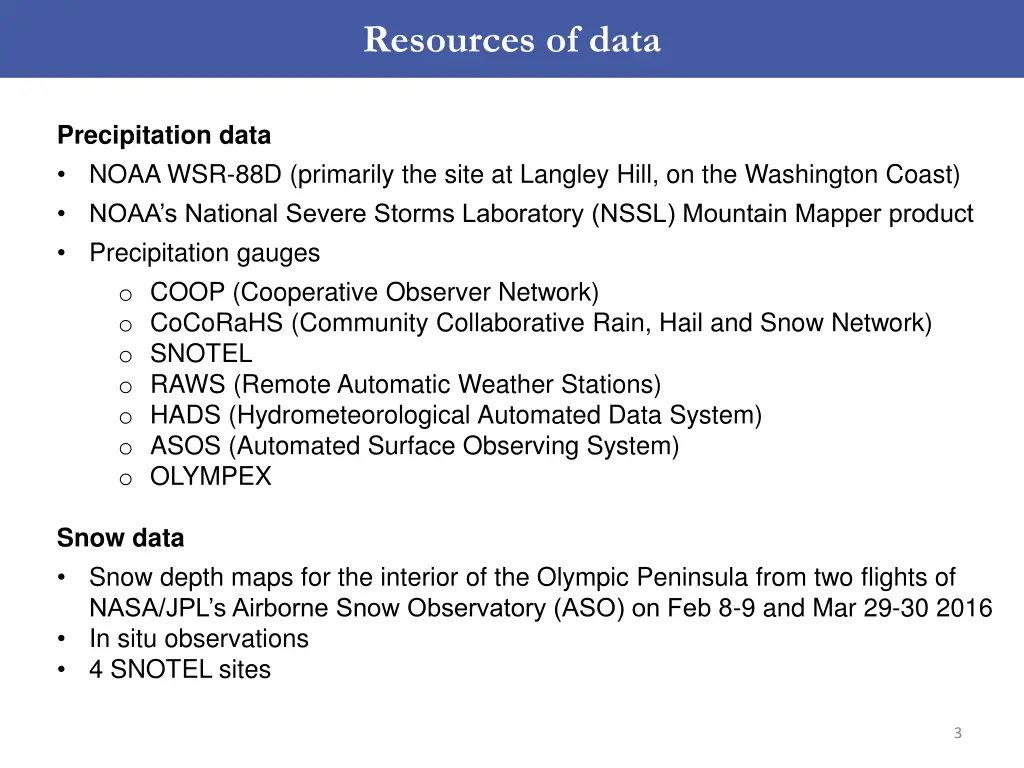 resources of data