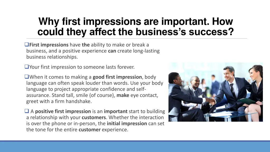 why first impressions are important how could