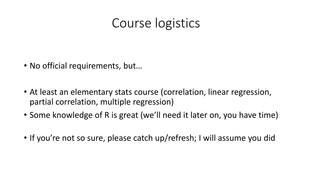 course logistics 1