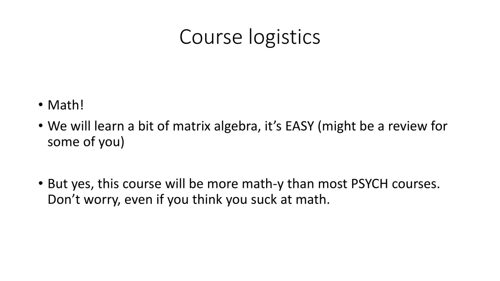 course logistics 2