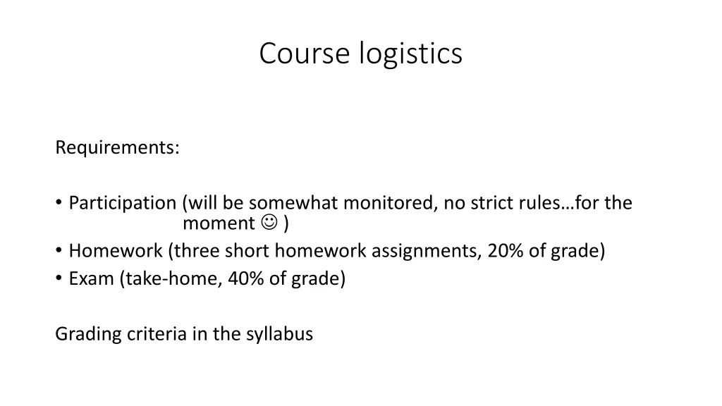 course logistics 5