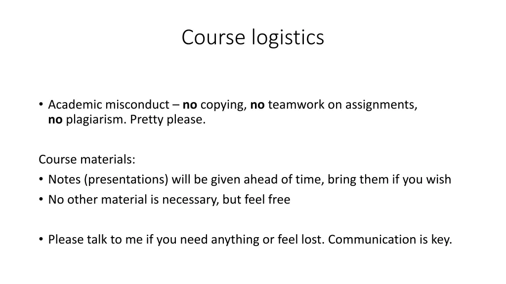 course logistics 6