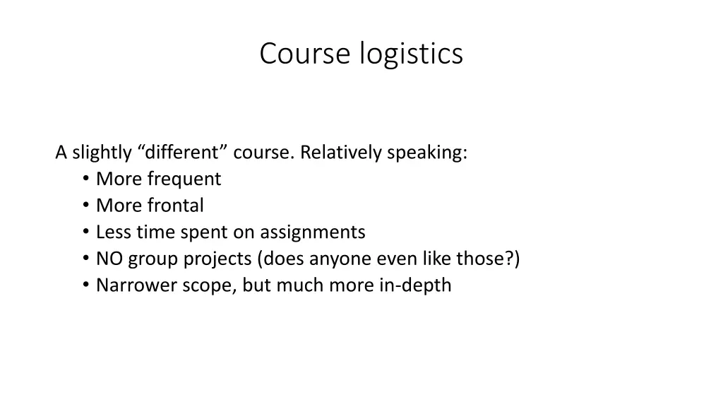 course logistics 7