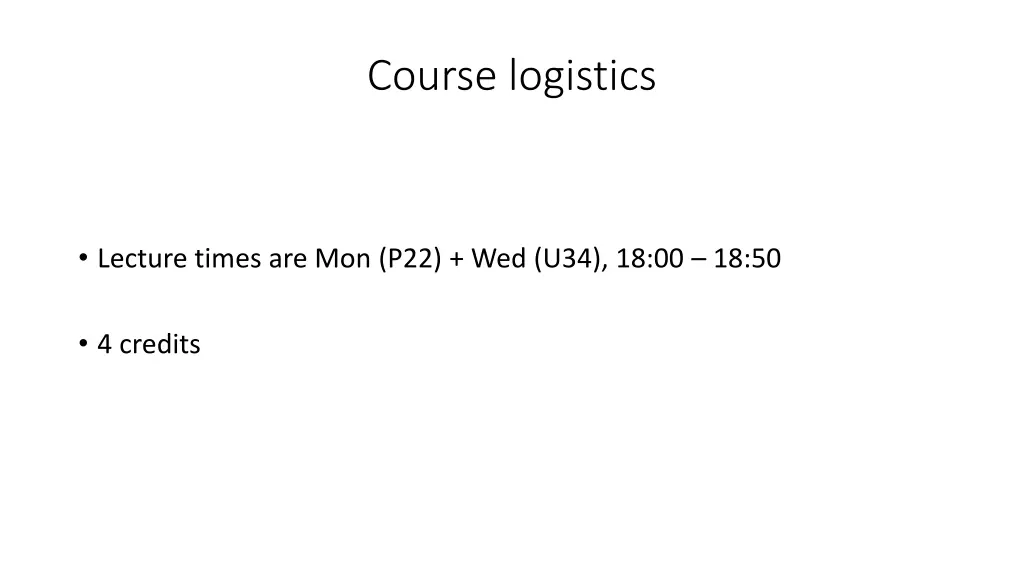 course logistics