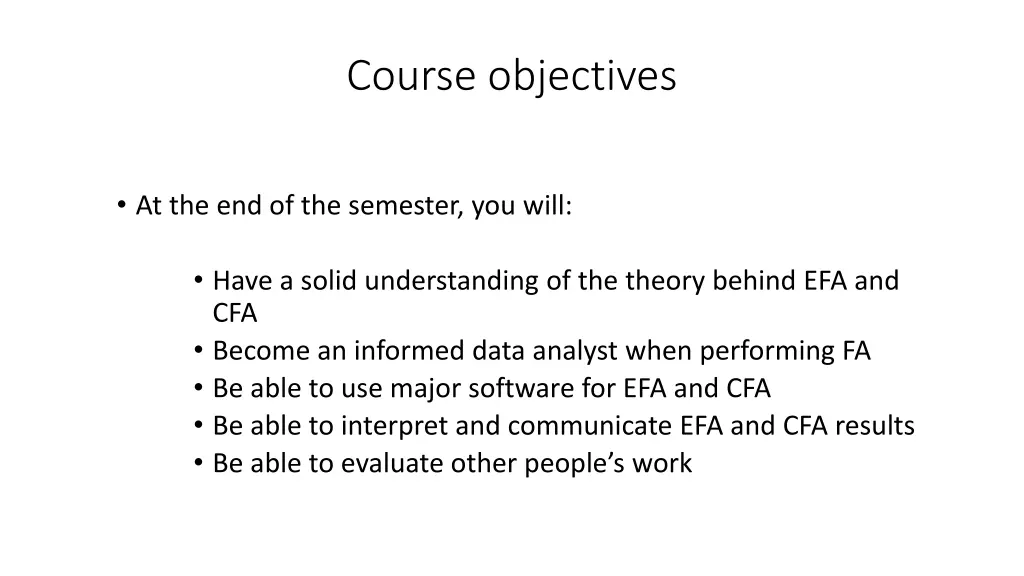 course objectives