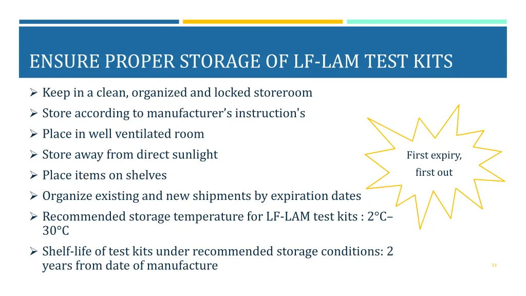 ensure proper storage of lf lam test kits
