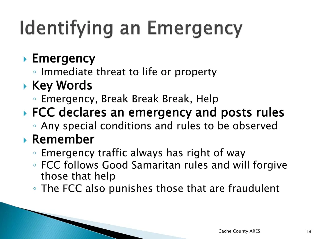 emergency immediate threat to life or property