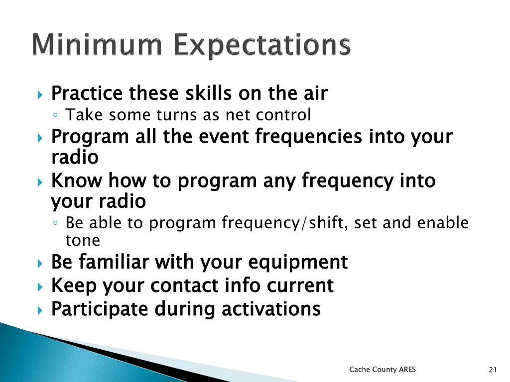 practice these skills on the air take some turns