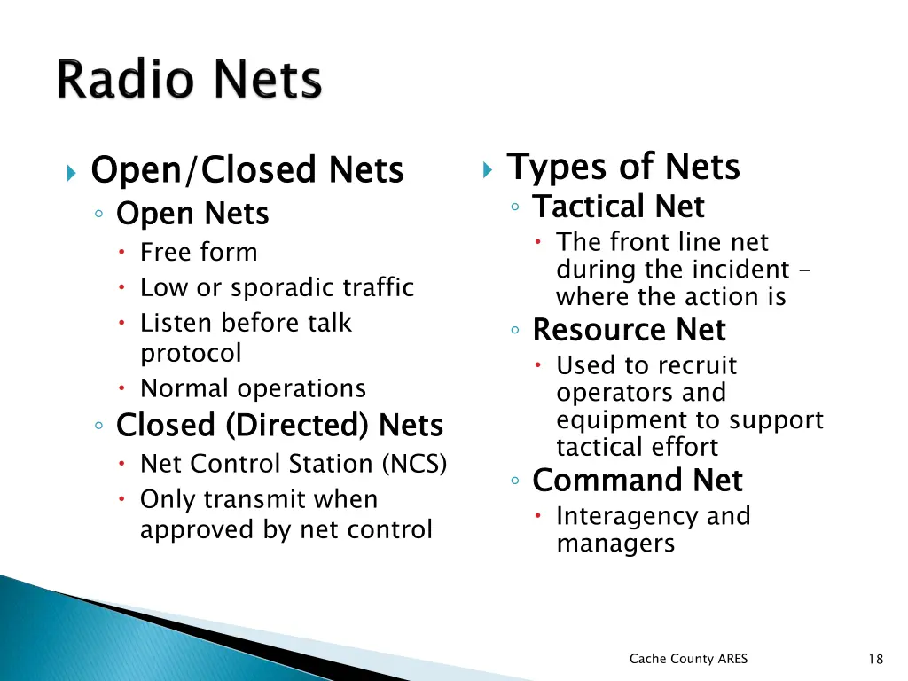 types of nets tactical net the front line