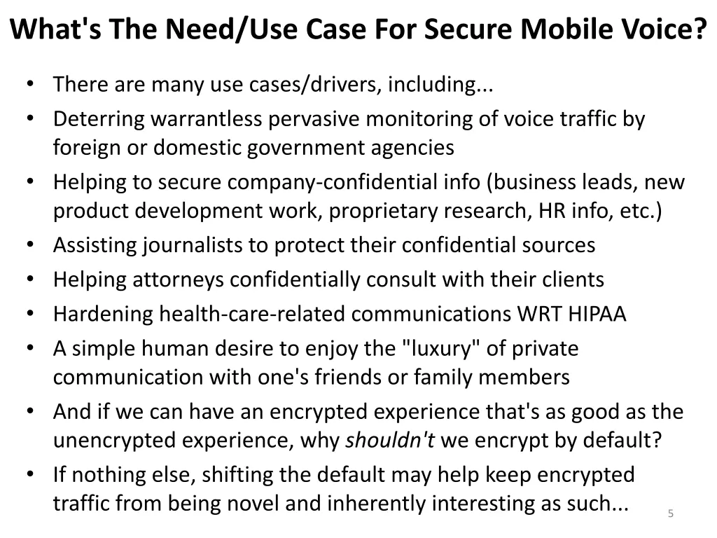 what s the need use case for secure mobile voice