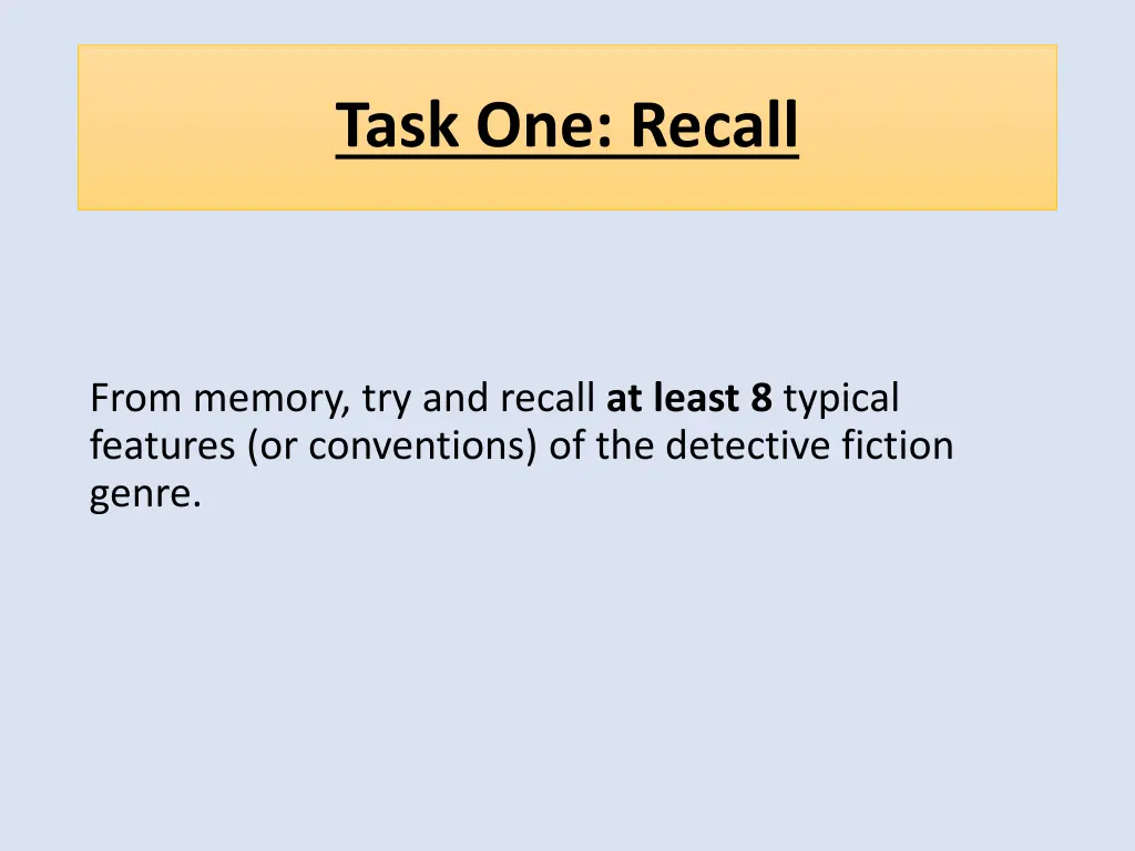 task one recall