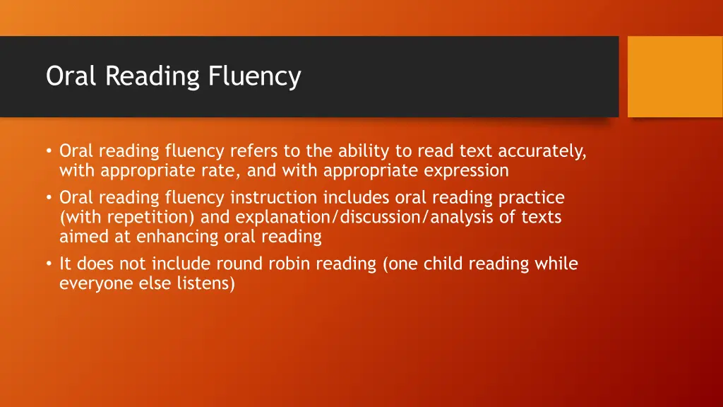 oral reading fluency