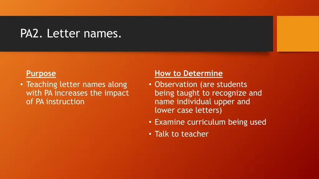 pa2 letter names