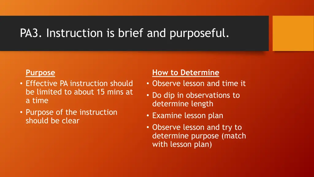 pa3 instruction is brief and purposeful