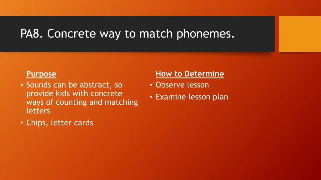 pa8 concrete way to match phonemes