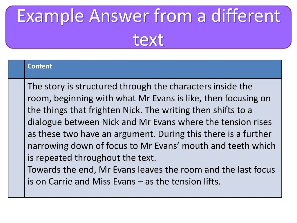 example answer from a different text