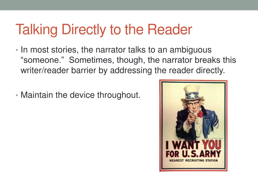 talking directly to the reader