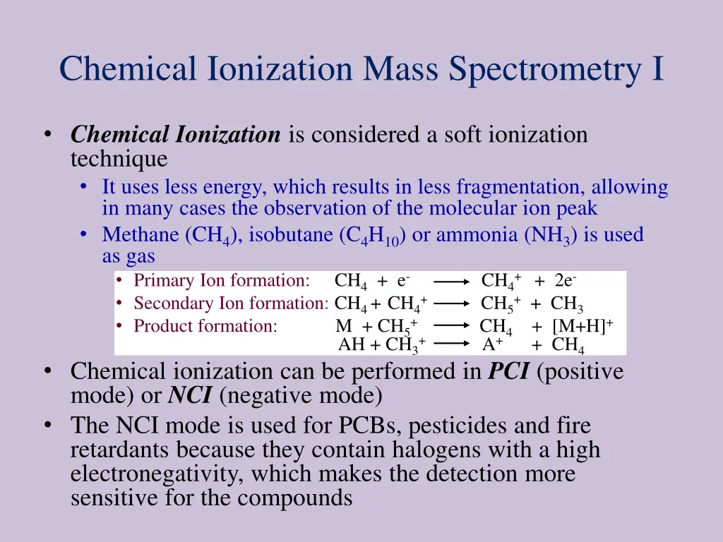 chemical ionization mass spectrometry i