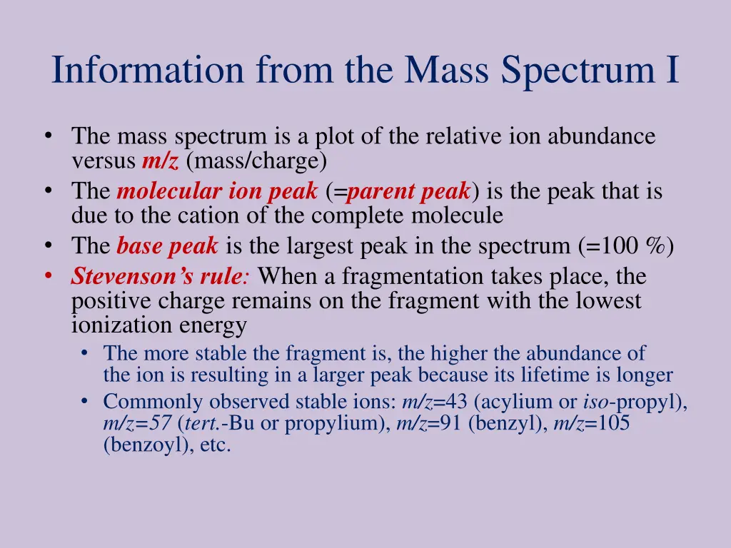 information from the mass spectrum i