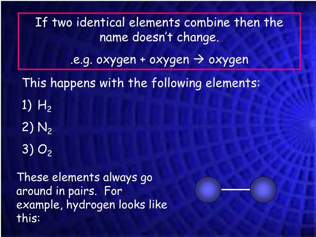 if two identical elements combine then the name