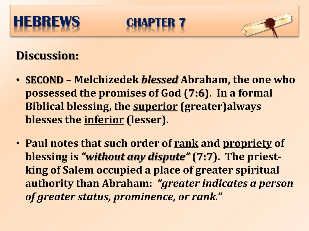 hebrews chapter 7 7