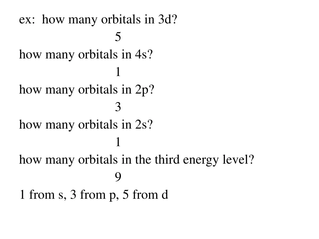 ex how many orbitals in 3d how many orbitals