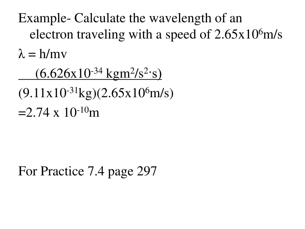 example calculate the wavelength of an electron