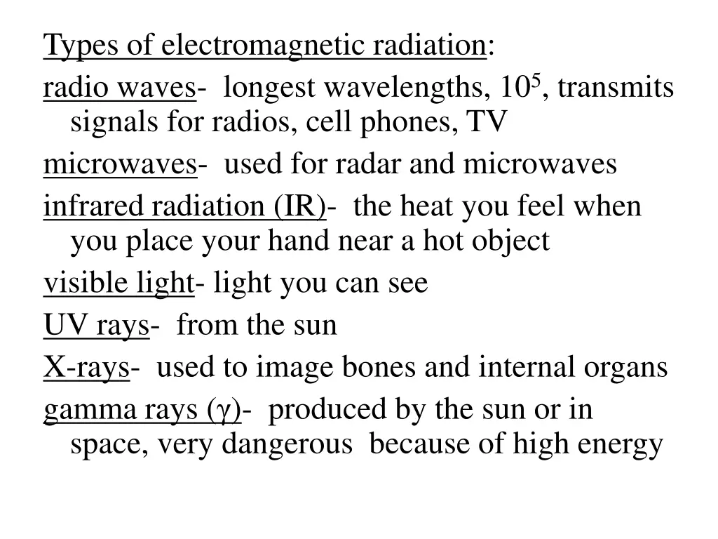 types of electromagnetic radiation radio waves