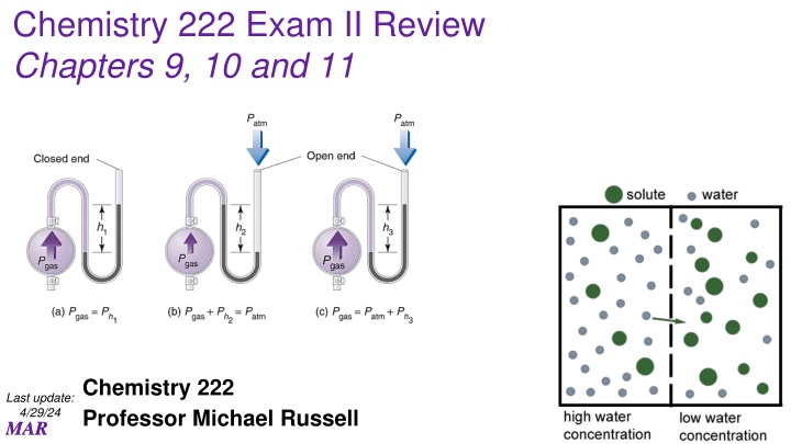 chemistry 222 exam ii review chapters 9 10 and 11