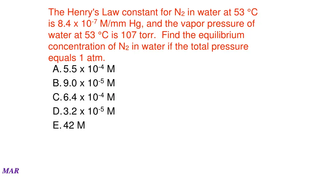 the henry s law constant for n 2 in water