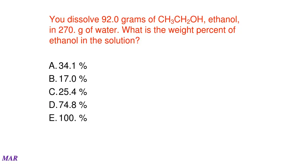 you dissolve 92 0 grams of ch 3 ch 2 oh ethanol 1