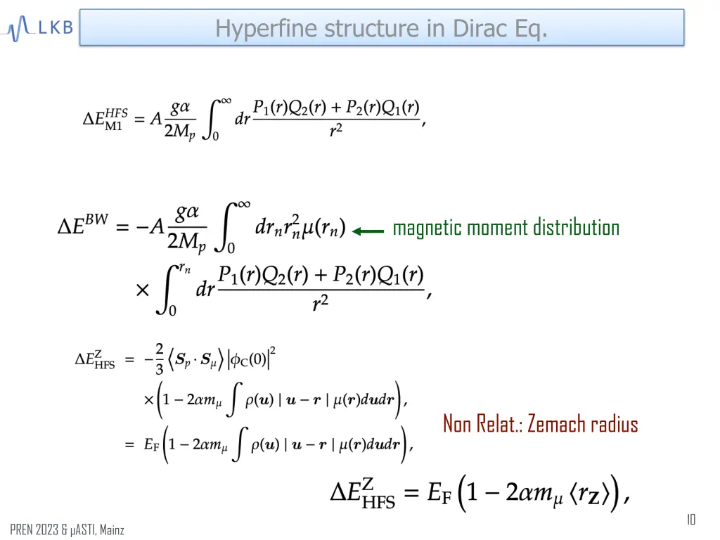 hyperfine structure in dirac eq