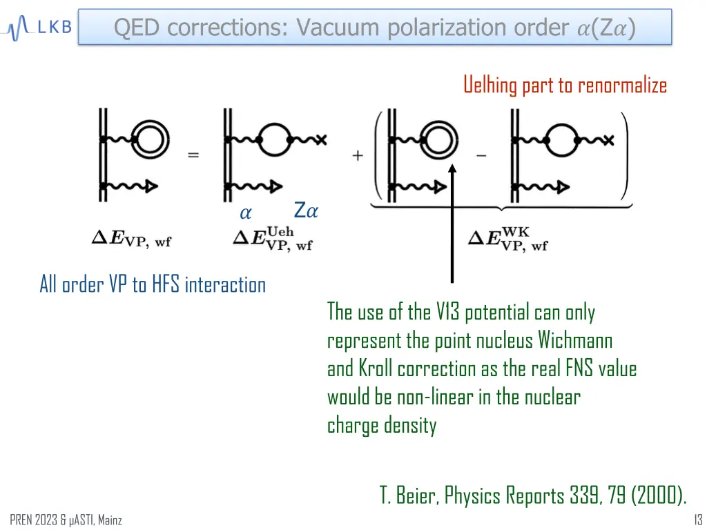 qed corrections vacuum polarization order z