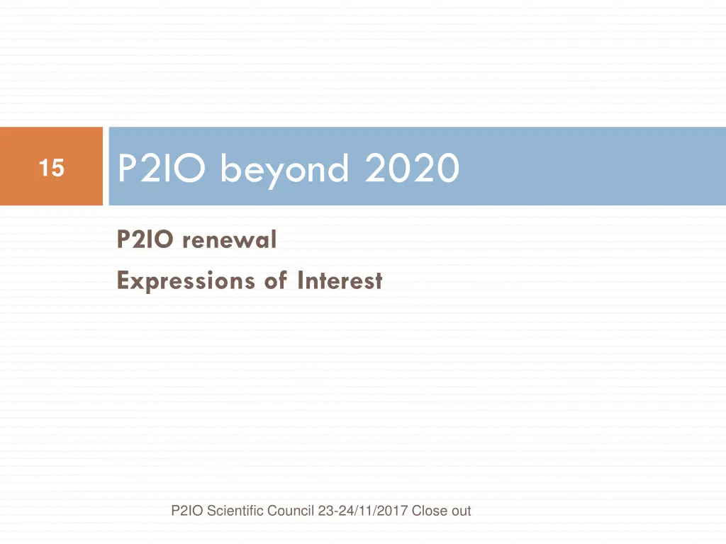 p2io beyond 2020