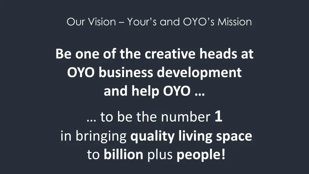 our vision your s and oyo s mission 1