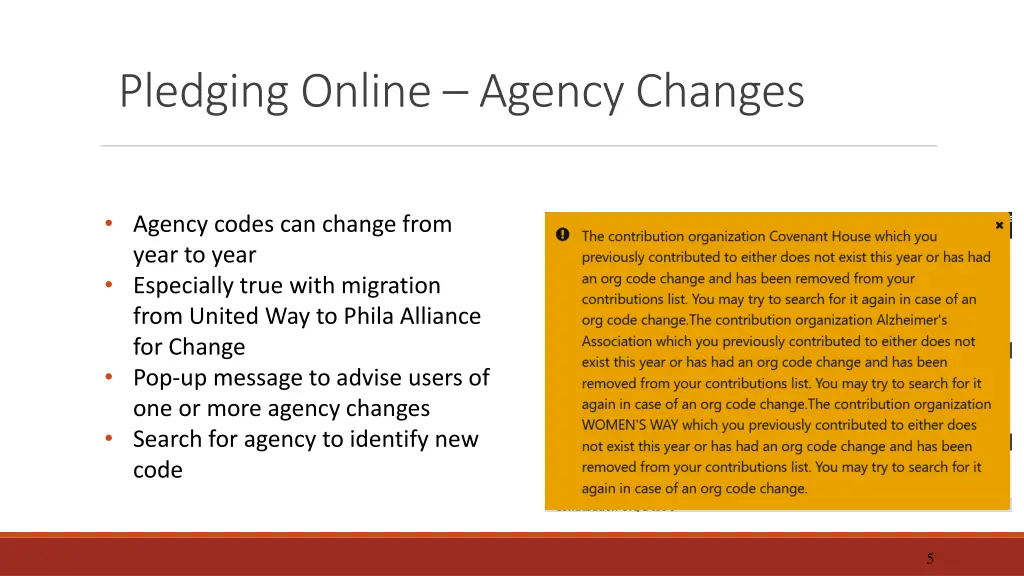 pledging online agency changes