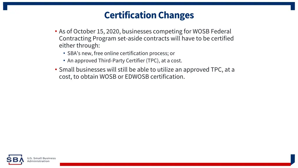 certification changes