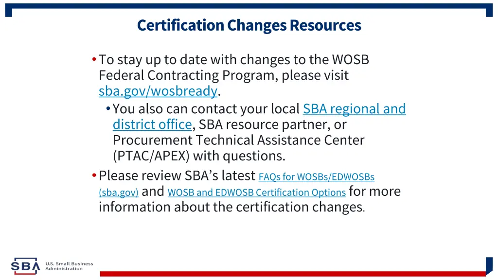 certification changes resources