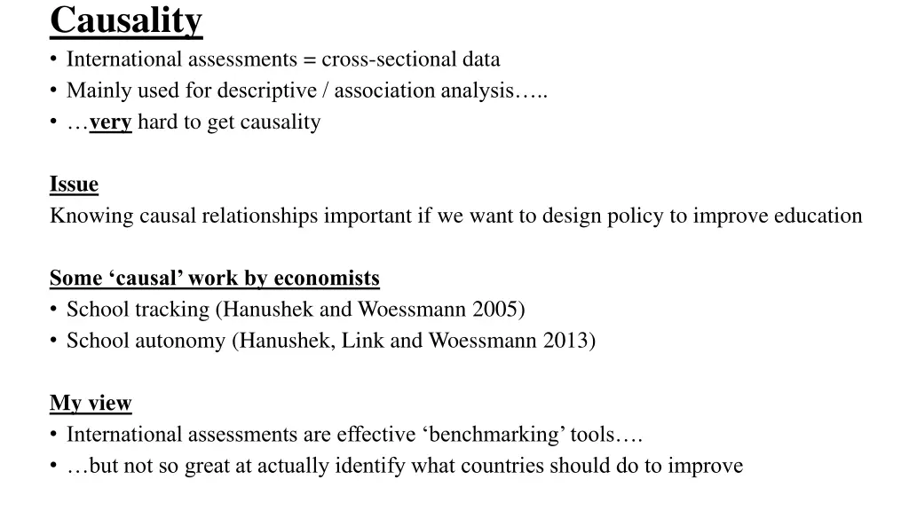 causality international assessments cross