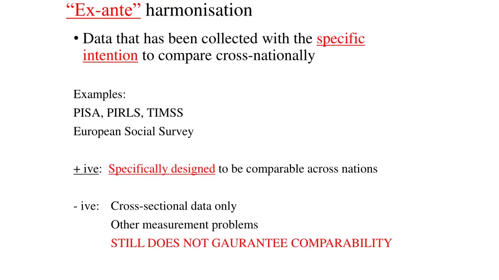 ex ante harmonisation