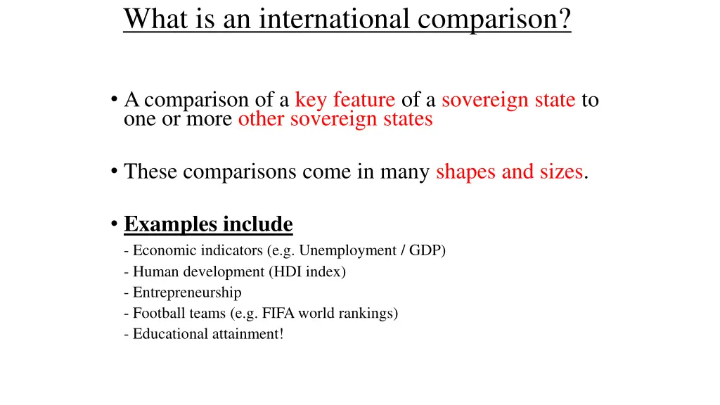 what is an international comparison 1