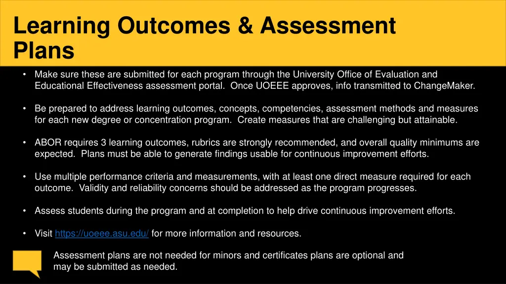 learning outcomes assessment plans make sure