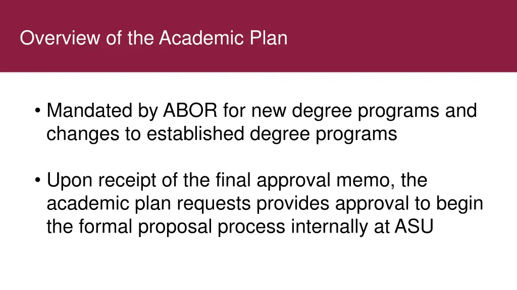 overview of the academic plan